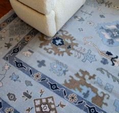 Geometric Handknotted Wool Rug